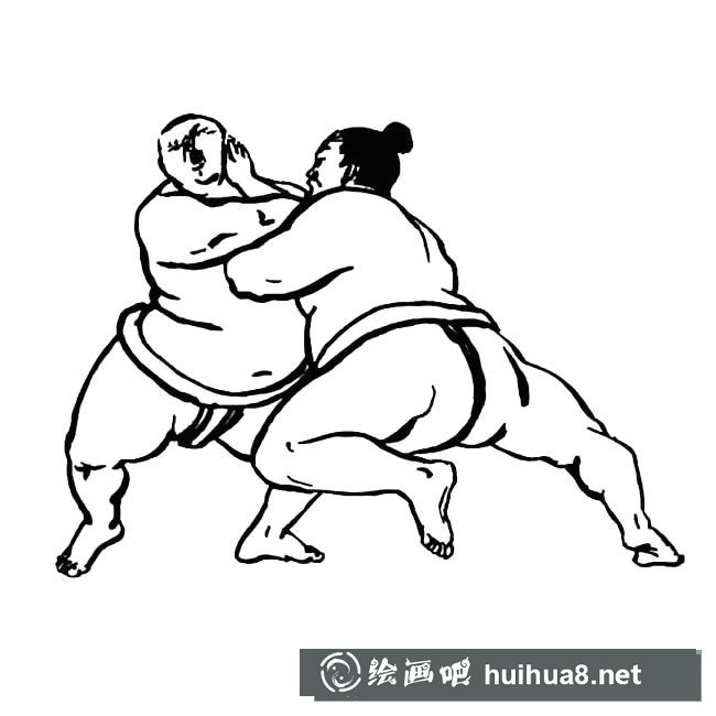 相撲摔跤人物簡筆畫步驟圖片大全