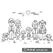 溫馨全家福簡(jiǎn)筆畫展示