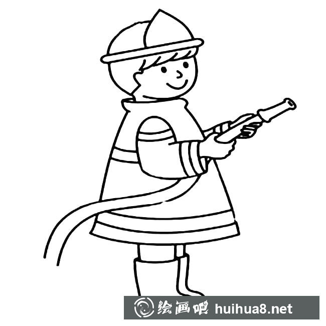 卡通消防員簡筆畫圖片