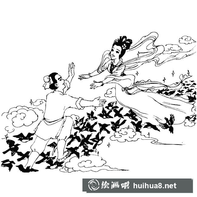 牛郎織女簡筆畫圖片