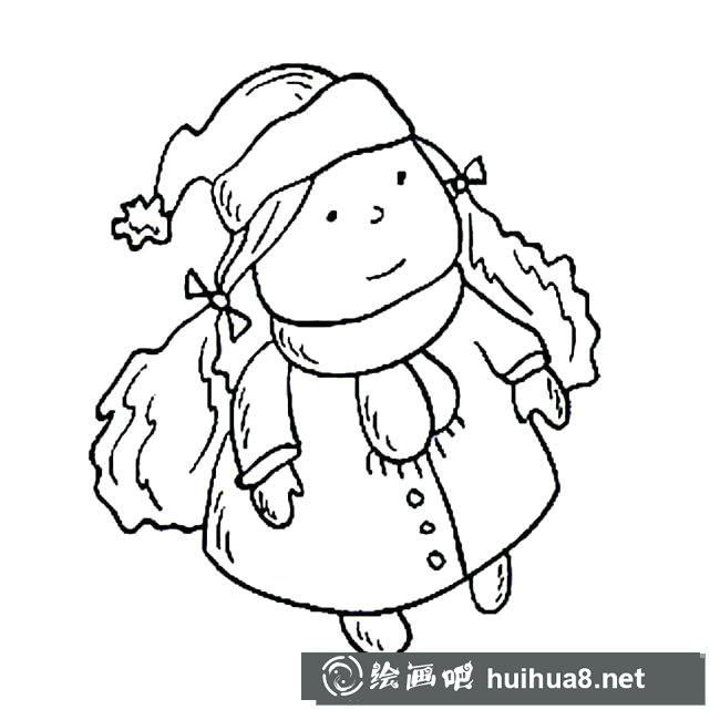 冬天的小姑娘簡筆畫圖片