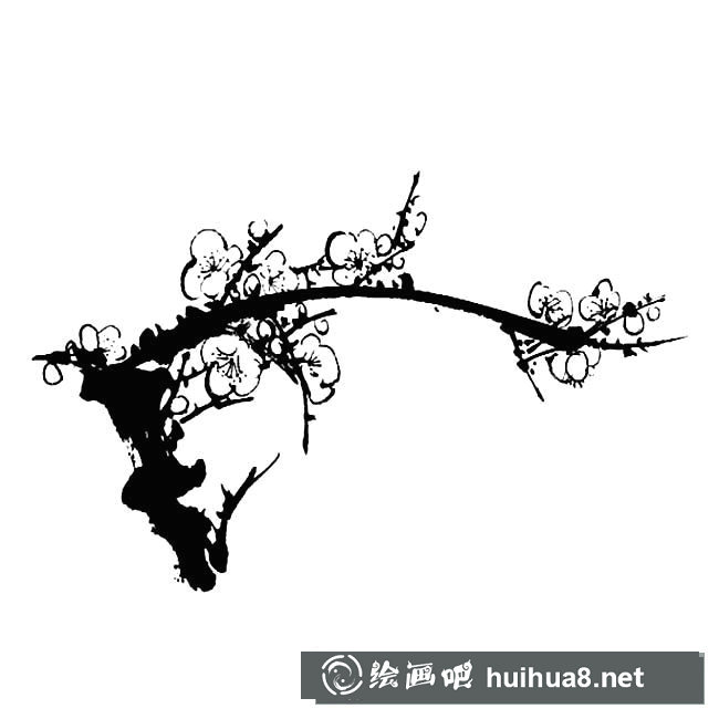 黑白梅花簡(jiǎn)筆畫圖片