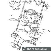 蕩秋千女孩簡筆畫賞心悅目