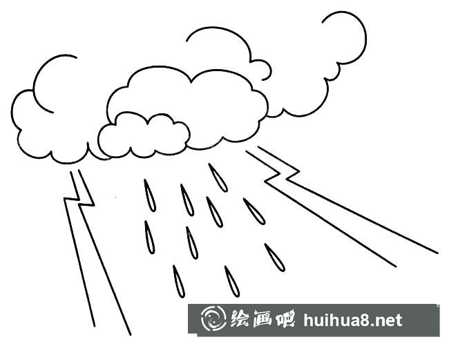雷陣雨簡(jiǎn)筆畫圖片