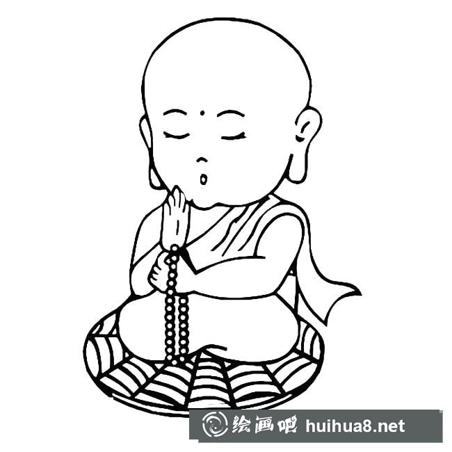 小和尚簡筆畫圖片