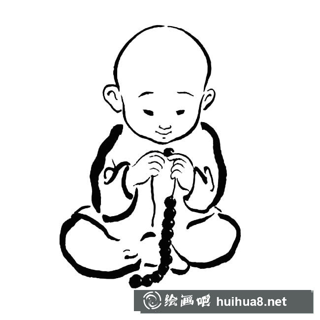 小和尚簡筆畫圖片