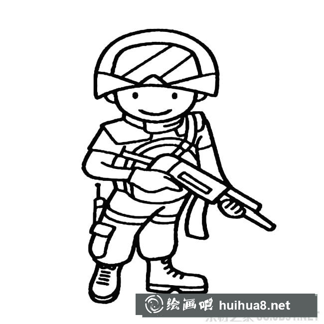 軍人簡筆畫圖片