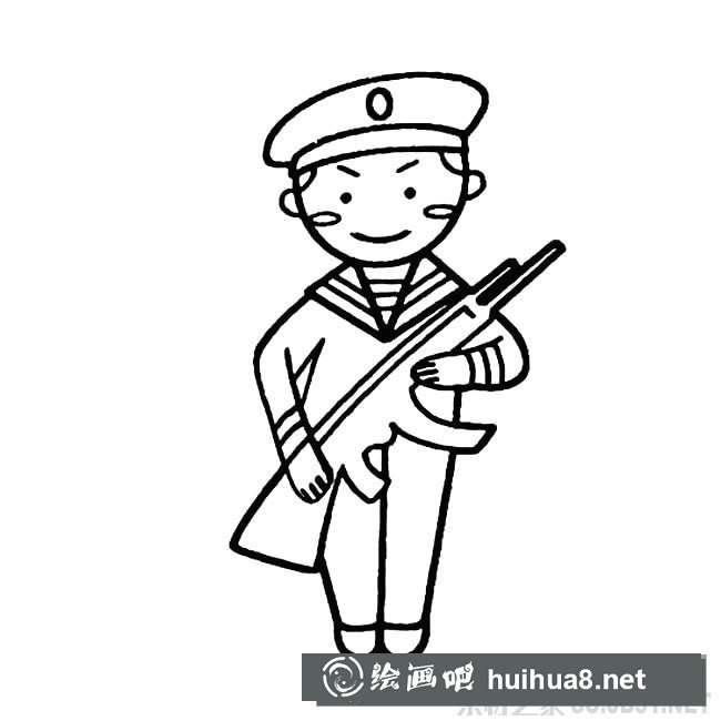 軍人簡筆畫圖片