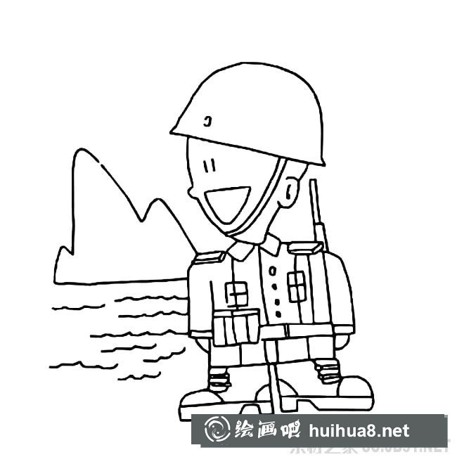卡通軍人簡筆畫圖片
