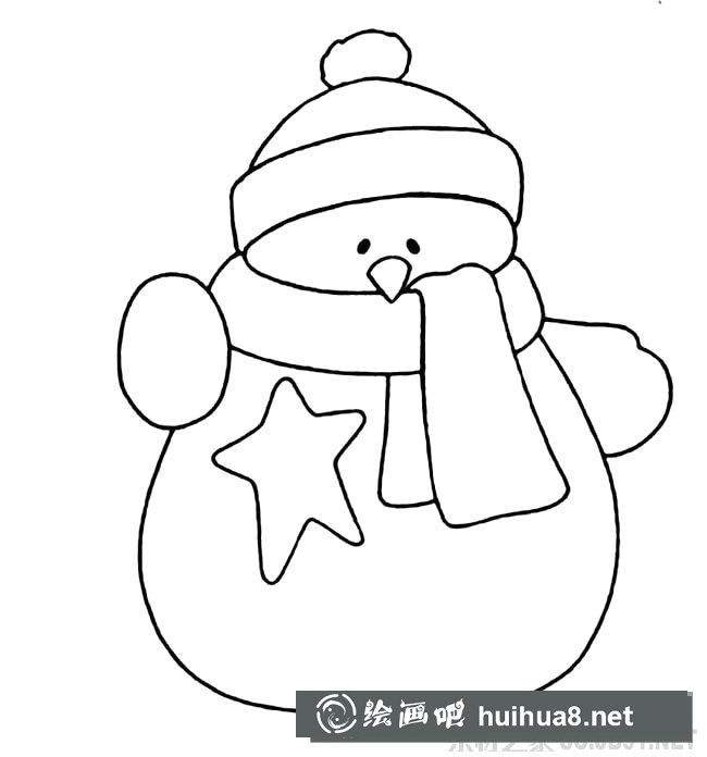 卡通雪人簡筆畫圖片