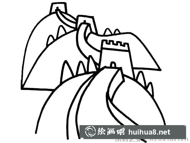手繪長城簡筆畫圖片