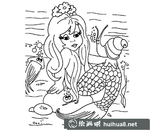 卡通美人魚簡筆畫圖片