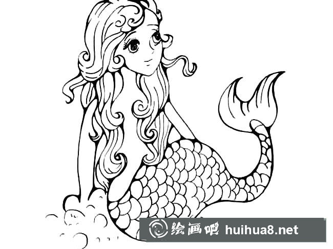 卡通美人魚簡筆畫圖片