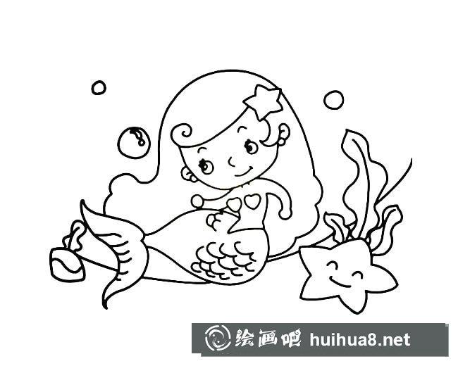 卡通美人魚簡(jiǎn)筆畫圖片