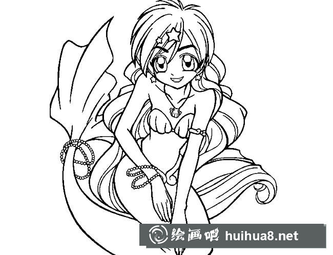 卡通美人魚簡筆畫圖片