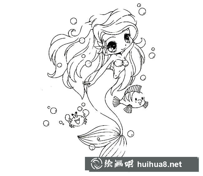 卡通美人魚簡(jiǎn)筆畫