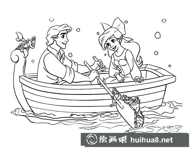 王子和公主劃船簡(jiǎn)筆畫圖片
