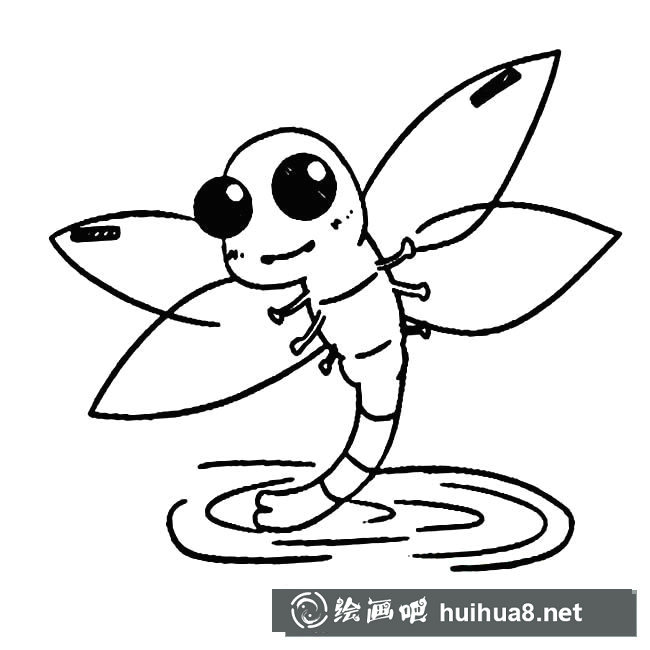 蜻蜓點水簡筆畫圖片