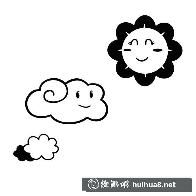 可愛云朵和太陽簡筆畫圖片