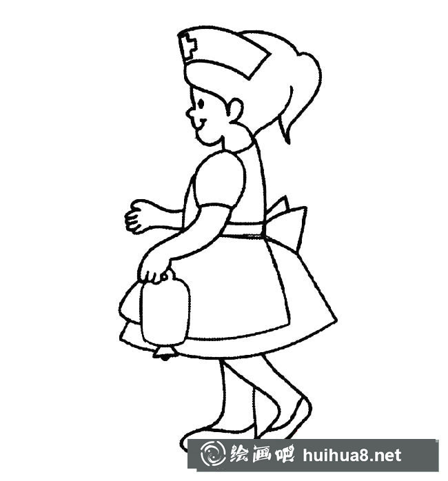 美女護(hù)士簡筆畫圖片