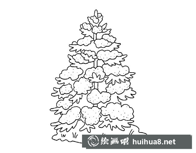 圣誕節(jié)大雪壓松樹(shù)簡(jiǎn)筆畫
