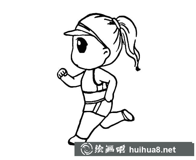 跑步的小女孩簡筆畫圖片