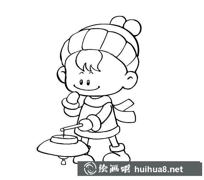 挑燈籠的小朋友簡筆畫