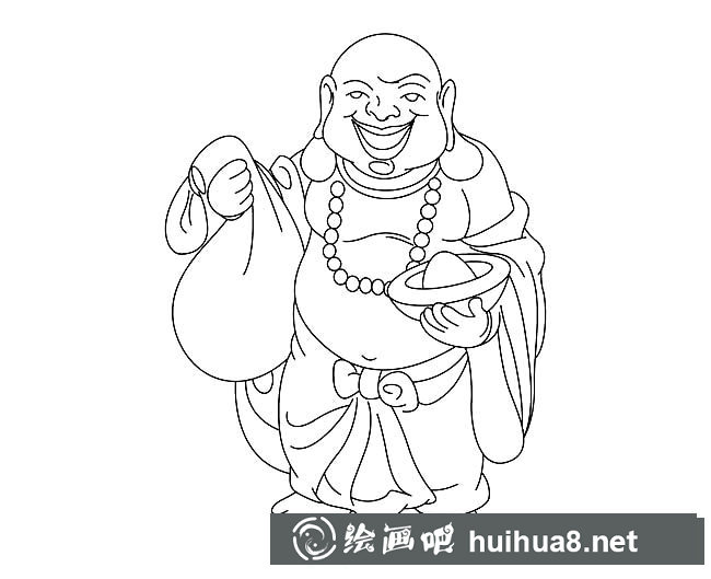 布袋和尚簡(jiǎn)筆畫圖片