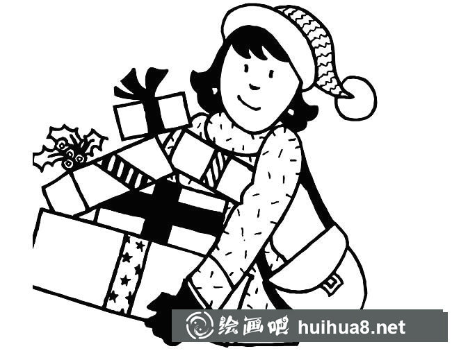 關于新年購物的女人簡筆畫圖片