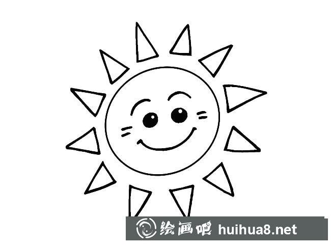 卡通太陽(yáng)笑臉簡(jiǎn)筆畫(huà)圖片