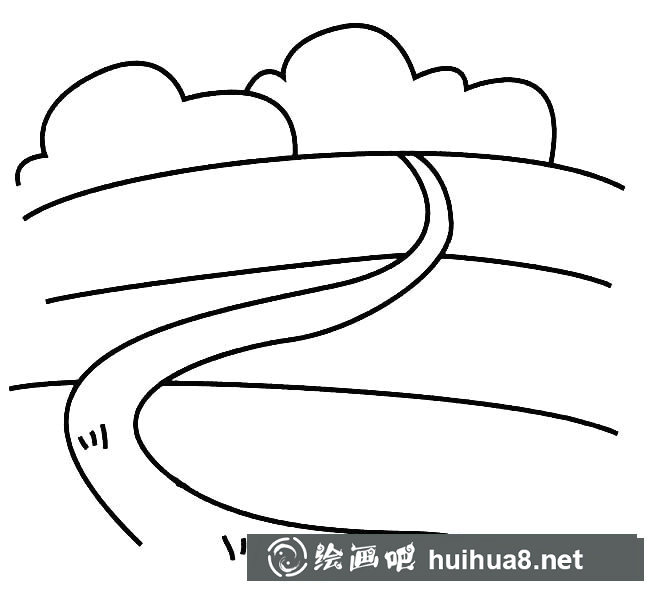 鄉(xiāng)間的小路簡筆畫圖片