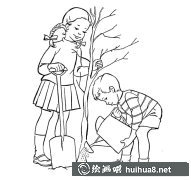 小學(xué)生植樹節(jié)溫馨植樹活動圖