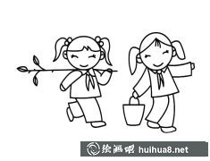 小學(xué)生植樹節(jié)卡通畫植樹瞬間