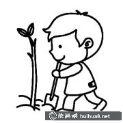 兒童種樹簡筆畫公益圖
