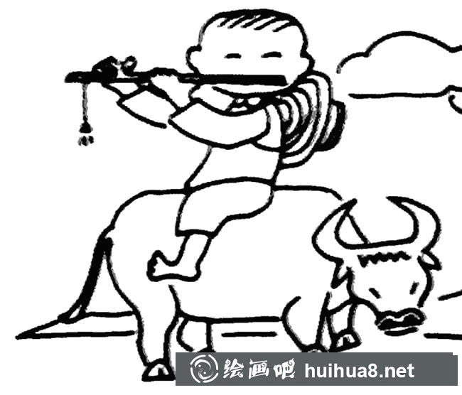 牧童騎牛清明節(jié)簡筆畫圖片