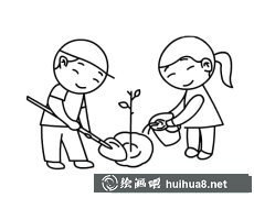 植樹節(jié)少兒植樹簡筆畫圖
