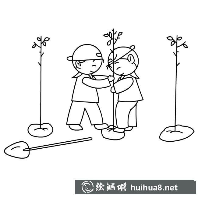 植樹節(jié)種樹簡(jiǎn)筆畫圖片