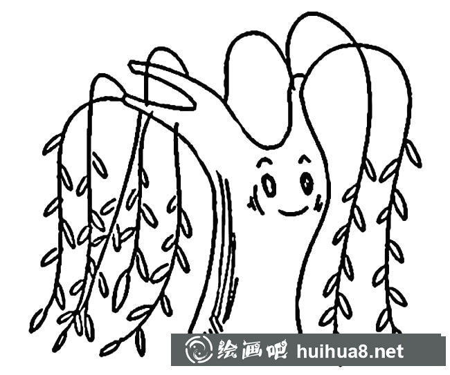 春天里卡通柳樹簡(jiǎn)筆畫圖片