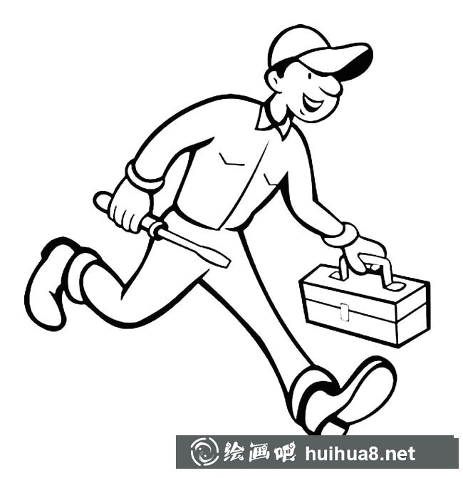 黑白修理工簡筆畫圖片大全