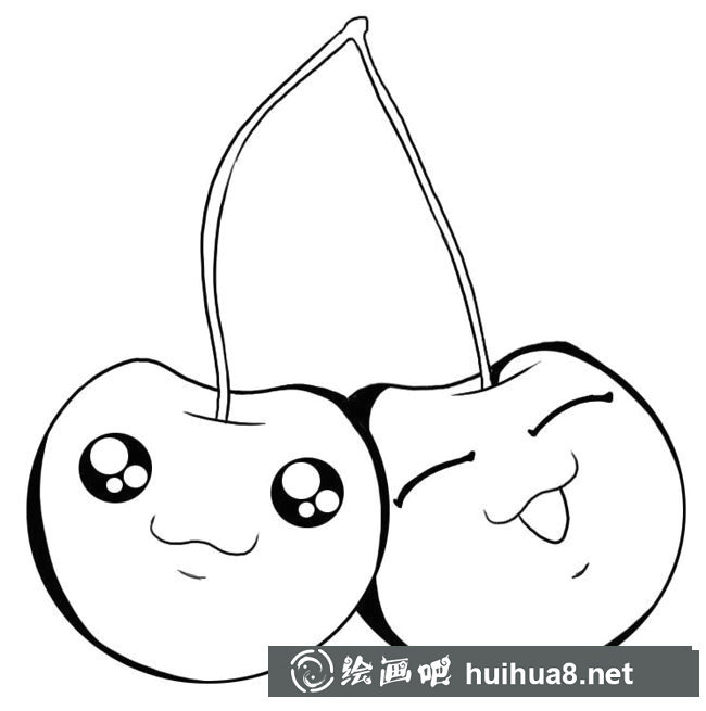 卡通櫻桃水果簡筆畫步驟圖片大全