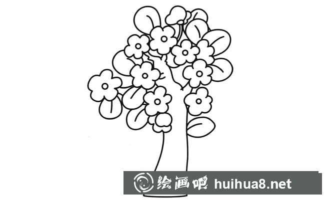 桃花樹(shù)植物花簡(jiǎn)筆畫(huà)步驟圖片大全