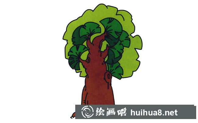 粗壯大樹植物花簡筆畫步驟圖片大全