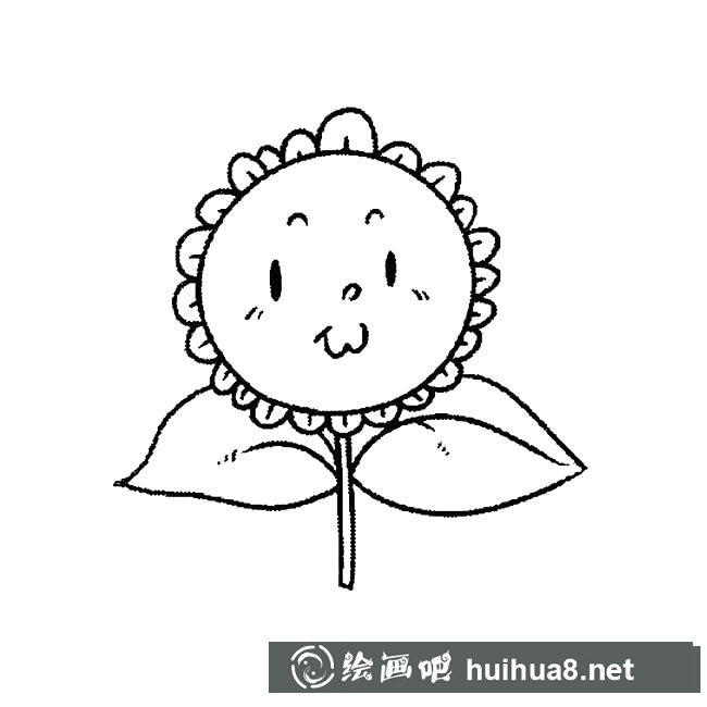 卡通向日葵植物花簡筆畫步驟圖片大全二