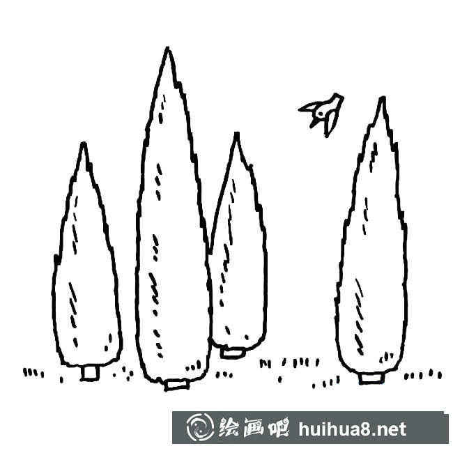 小樹林植物簡(jiǎn)筆畫步驟圖片大全