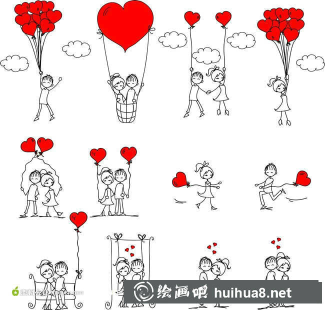 情人節(jié)簡(jiǎn)筆畫(huà)圖片 浪漫七夕情人節(jié)簡(jiǎn)筆畫(huà)彩色
