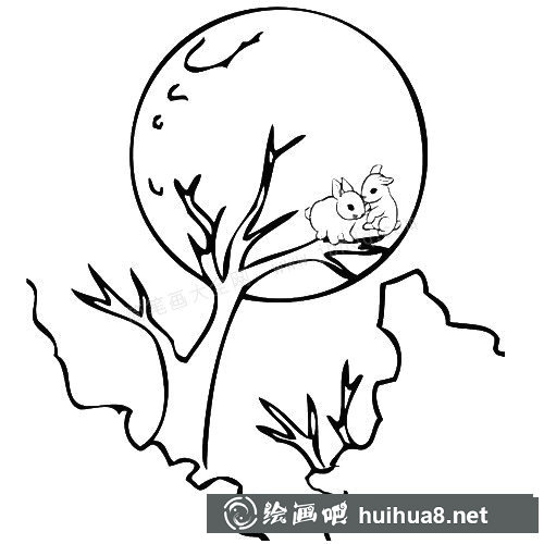 中秋節(jié)玉兔簡(jiǎn)筆畫圖片
