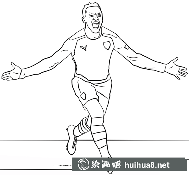 亞歷克西斯·桑切斯足球運(yùn)動(dòng)員簡(jiǎn)筆畫