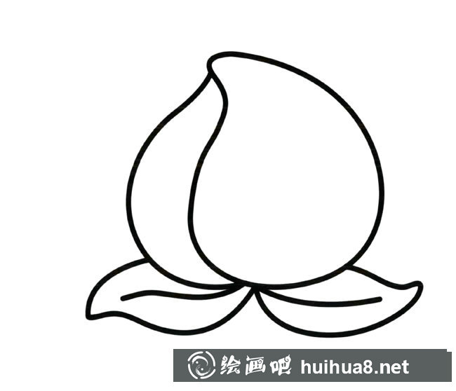 兩個彩色水蜜桃兒童簡筆畫圖片