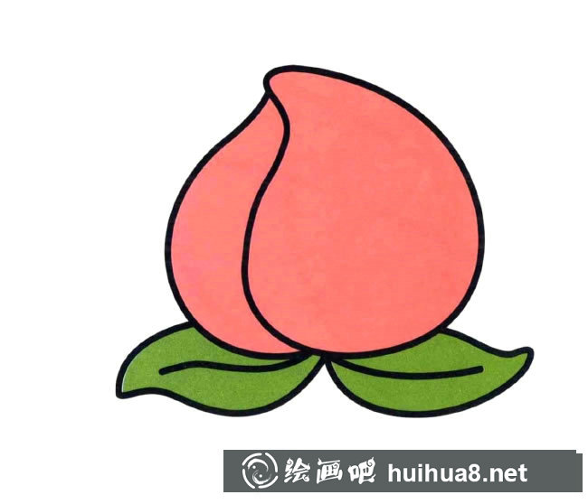 兩個彩色水蜜桃兒童簡筆畫圖片