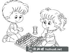 小男孩小女孩下棋簡(jiǎn)筆畫